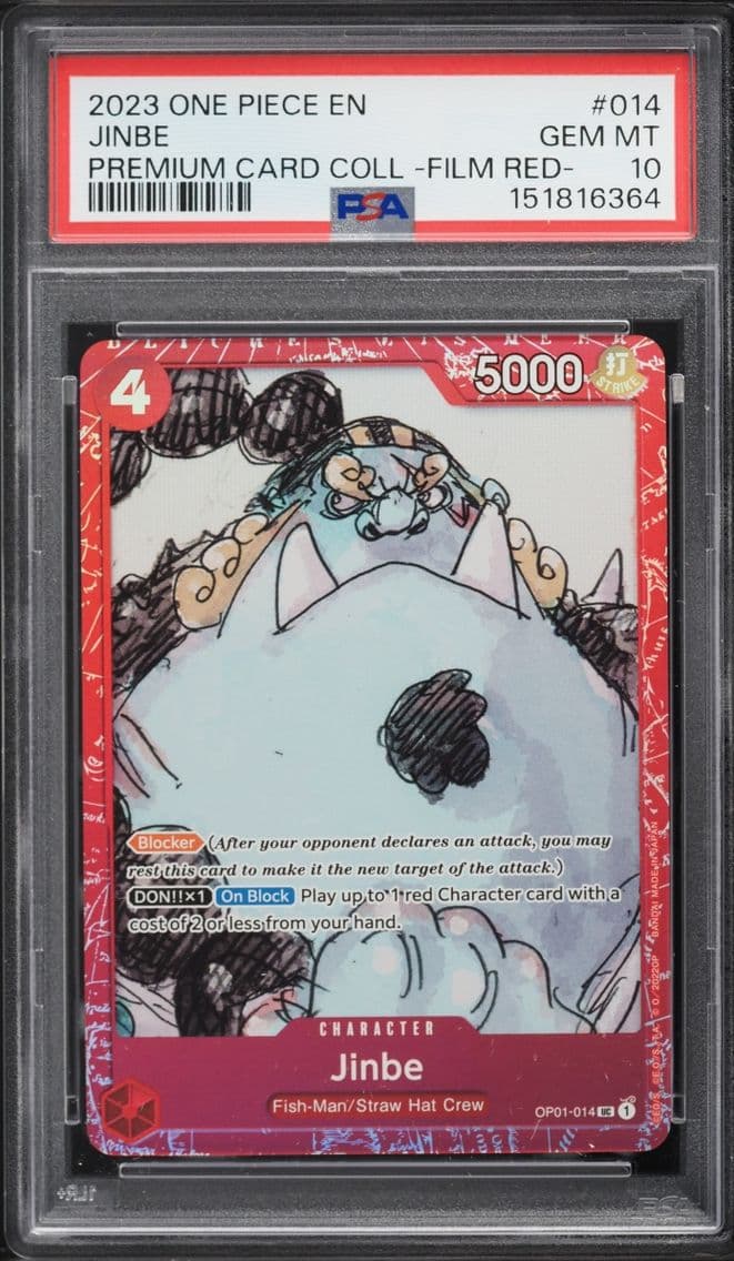 2023 #OP01-014 Jinbe PSA 10 One Piece Premium Collection Film Red