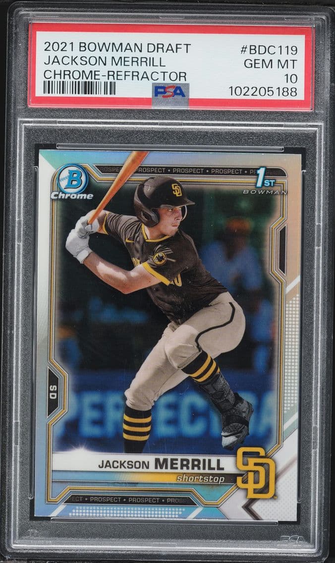2021 #BDC119 Jackson Merrill PSA 10 Bowman Draft Baseball