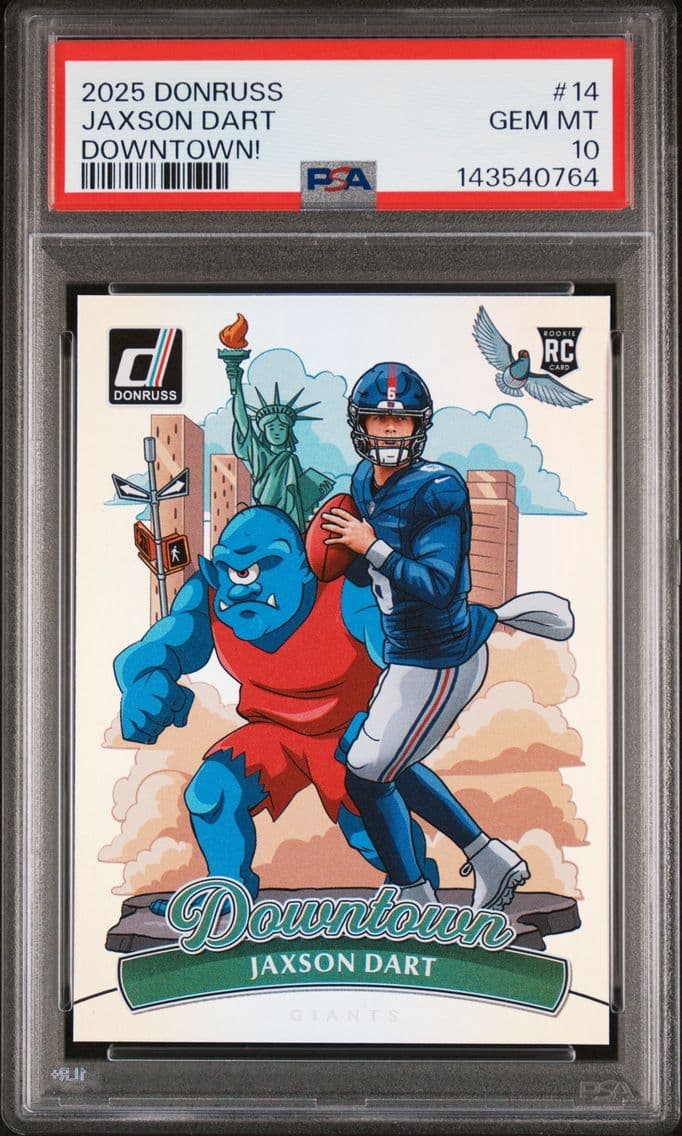 2025 #14 Jaxson Dart PSA 10 Panini Donruss Downtown! Football