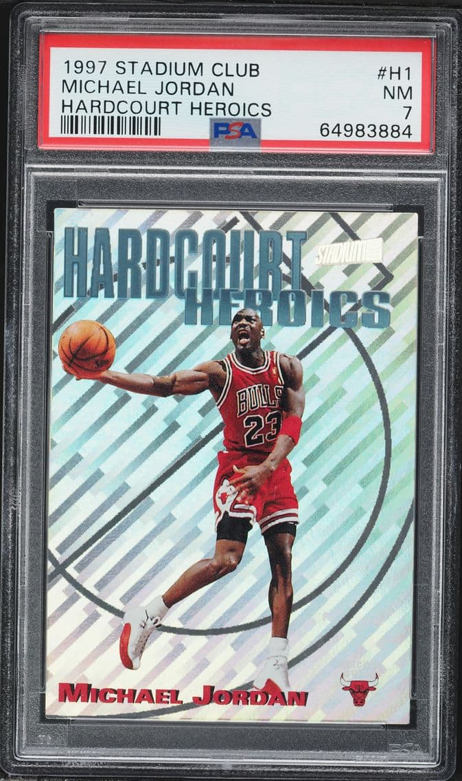 1997 #H1 Michael Jordan PSA 7 Stadium Club Hardcourt Heroics Basketball