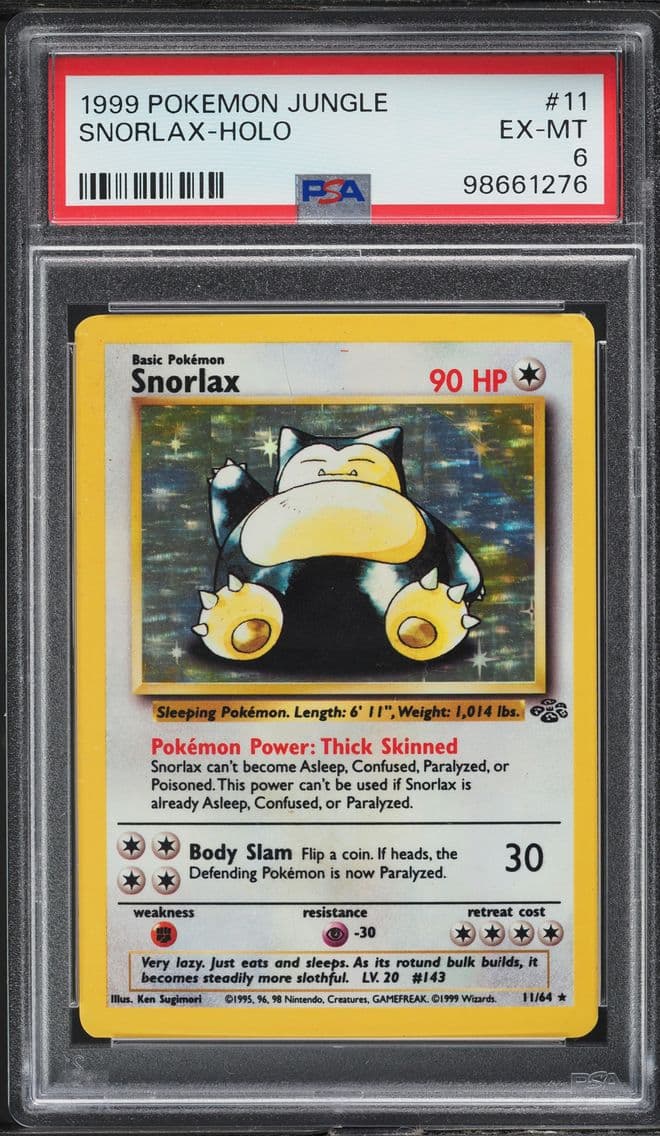 1999 #11 JUNGLE HOLO SNORLAX PSA 6 POKEMON