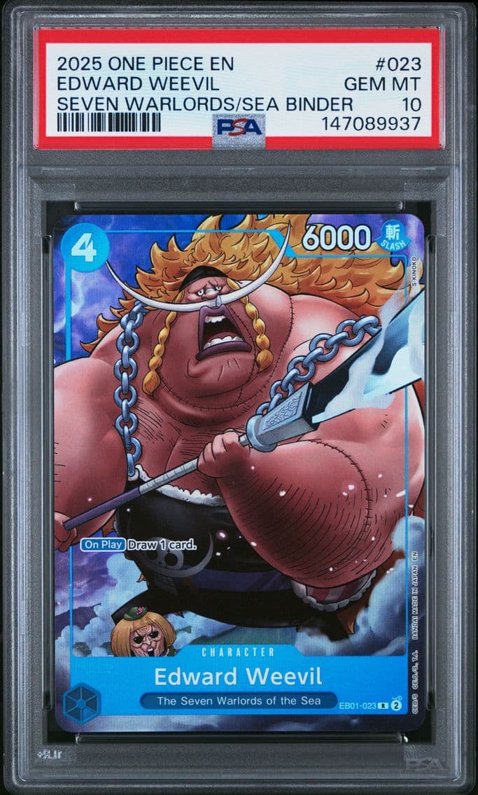 2025 #023 Edward Weevil PSA 10 One Piece Seven Warlords of the Sea Binder Set