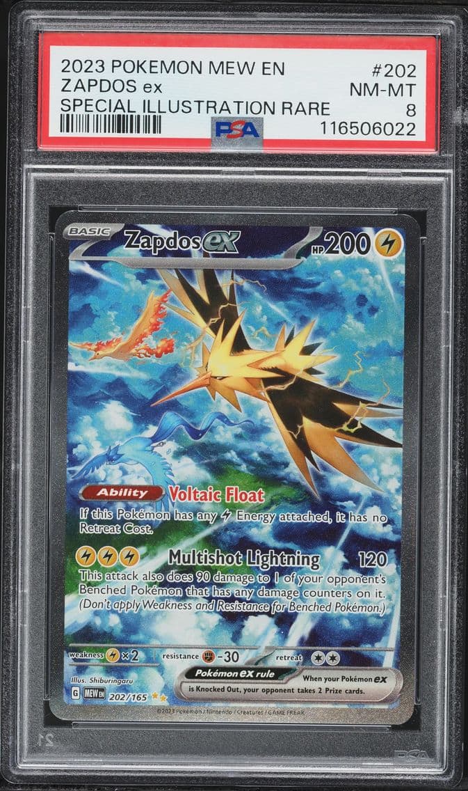 2023 #202 Zapdos EX PSA 8 Mew EN-151 Pokemon