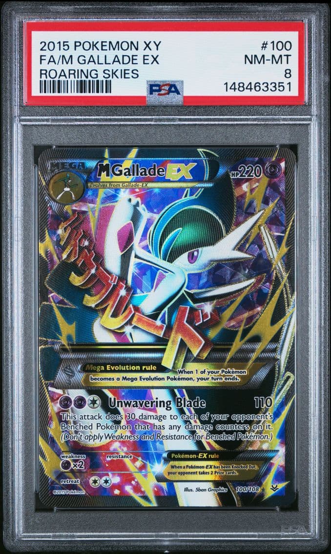 2015 #100 Full Art/M Gallade EX PSA 8 XY Roaring Skies Pokemon