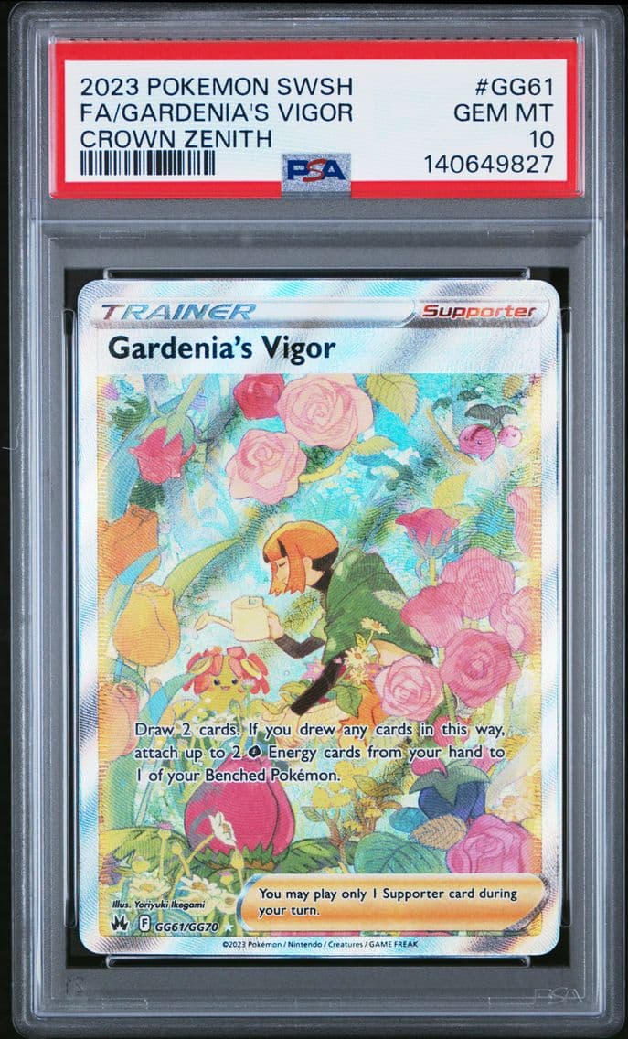 2023 #GG61 Full Art/Gardenia's Vigor PSA 10 Sword and Shield Crown Zenith Pokemon