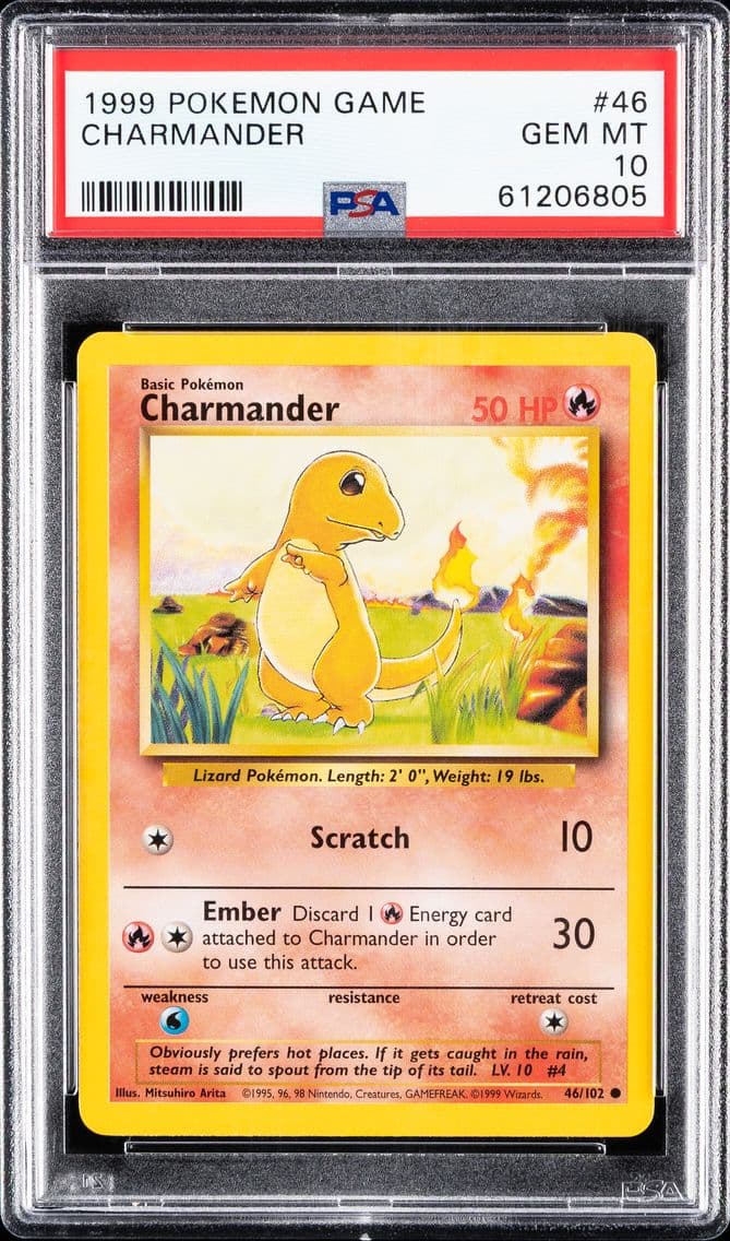 1999 #46 Charmander PSA 10 Game Pokemon