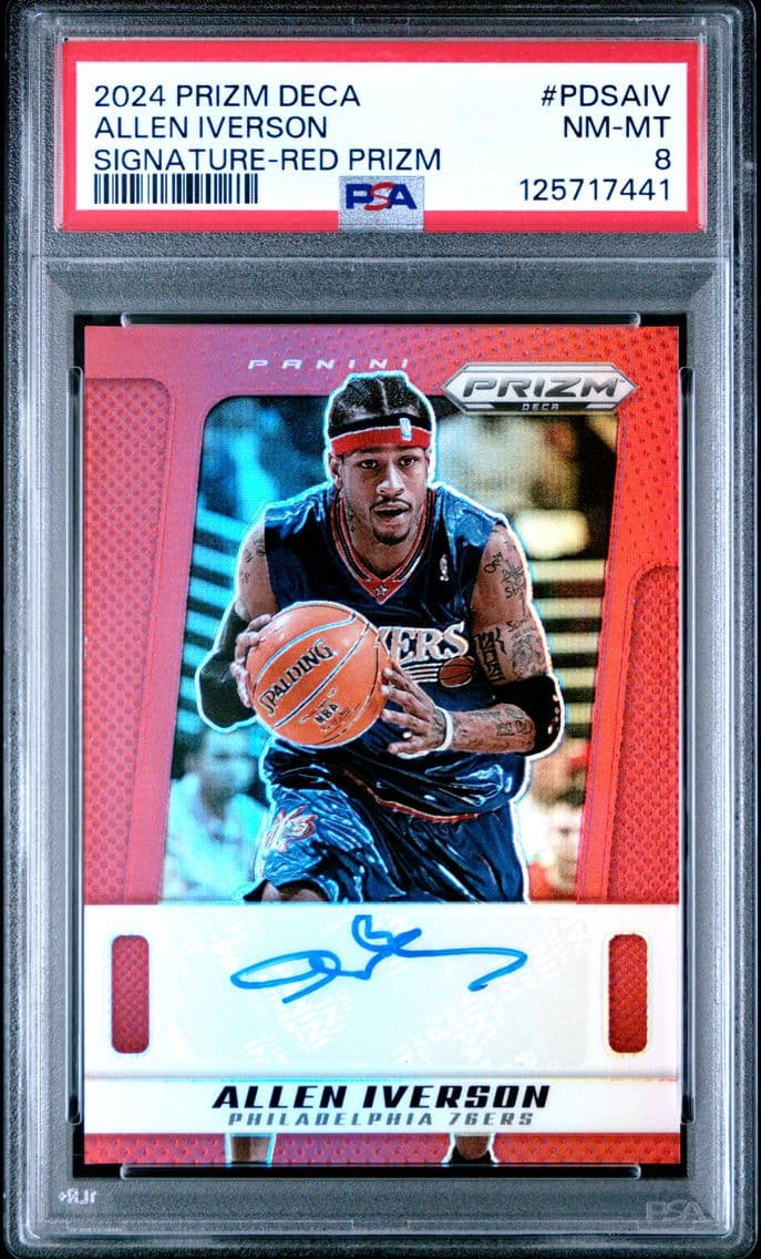 2024 #PDSAIV Allen Iverson PSA 8 Panini Prizm Deca Signatures